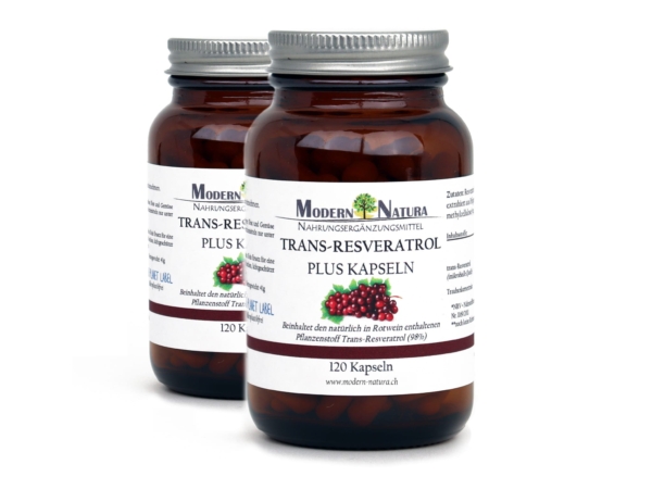 Gélules trans-Resvératrol PLUS Pack Double avec deux pots en détail