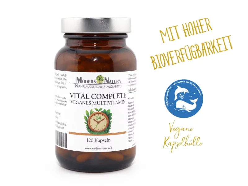 Vital Complete 24 Multivitamin Kapseln, Infografik zum Schweizer Kundenservice und Versand