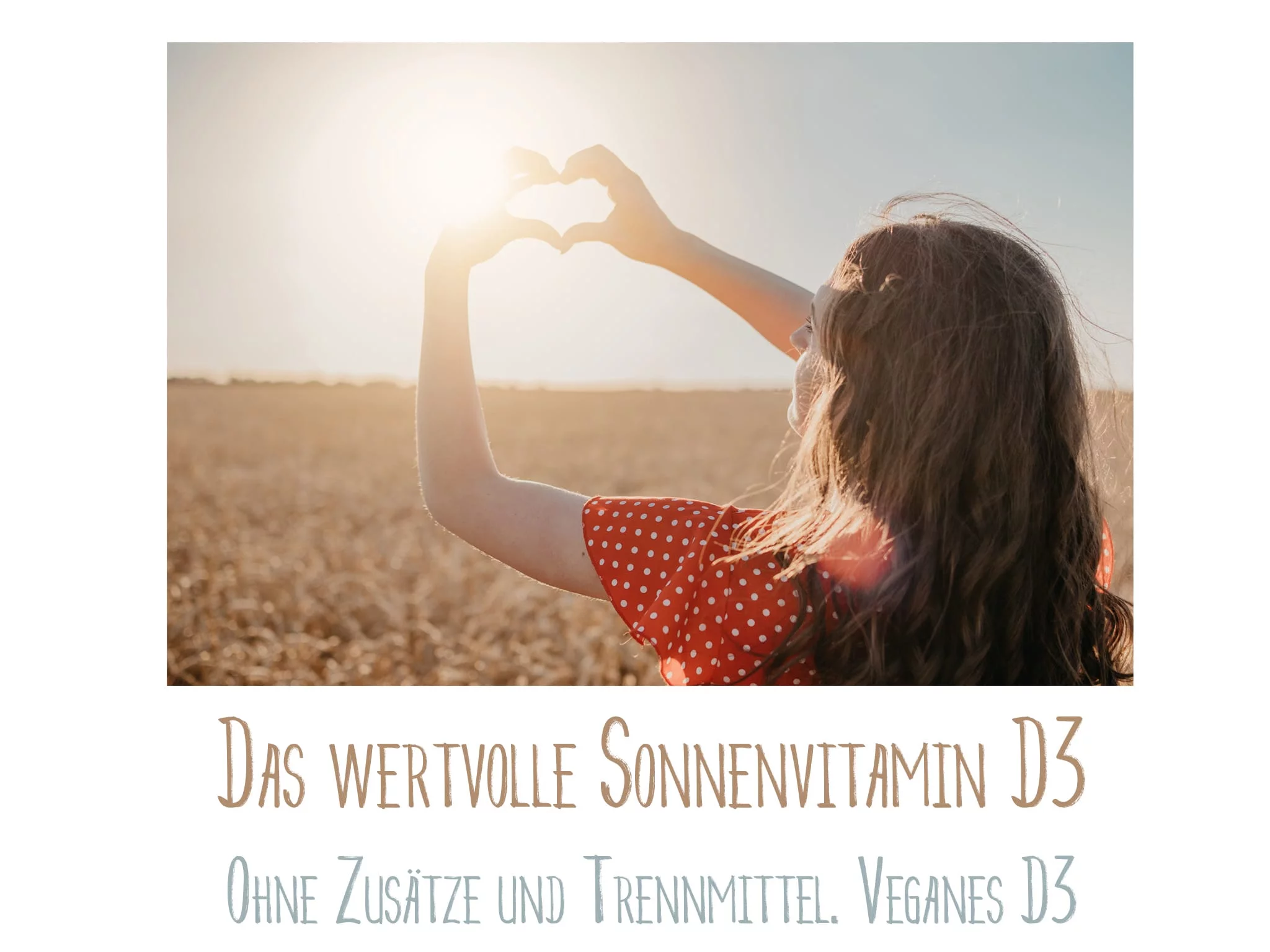 Vitamin D3 Kapseln Sonnenkraft mit Hinweis auf Dreierpack und vegane Rezeptur