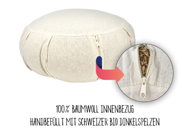 Coussin de yoga Blue Moon avec garnissage en cosses d’épeautre bio suisses