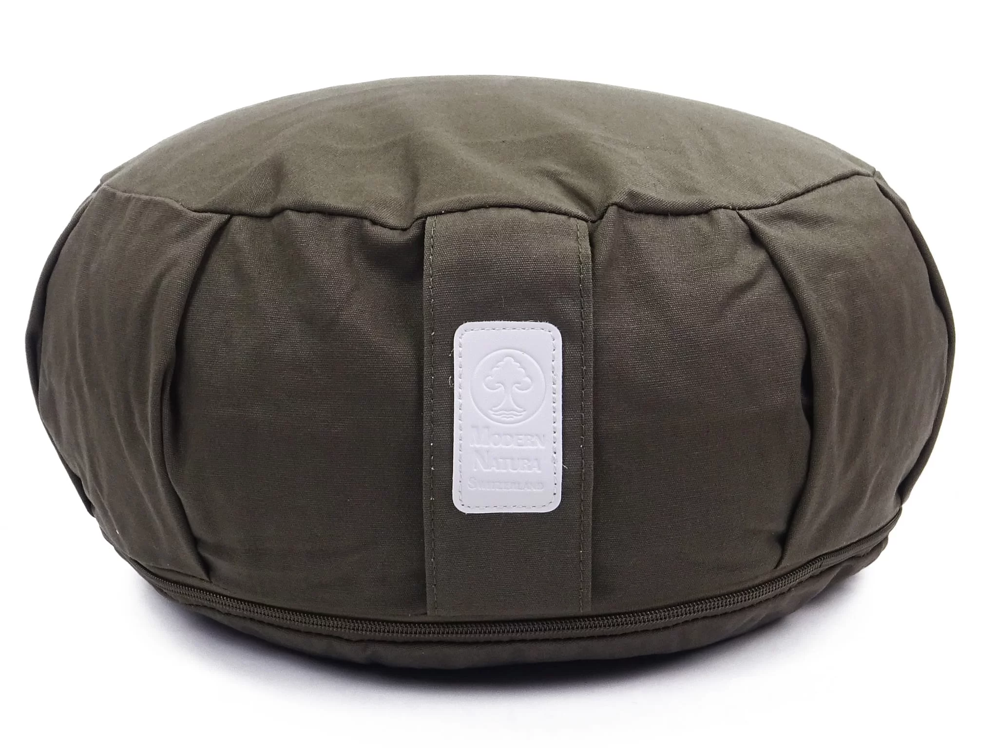 Set de yoga Vulcano coussin de yoga en gris foncé avec fermeture éclair circulaire et étiquette de marque blanche
