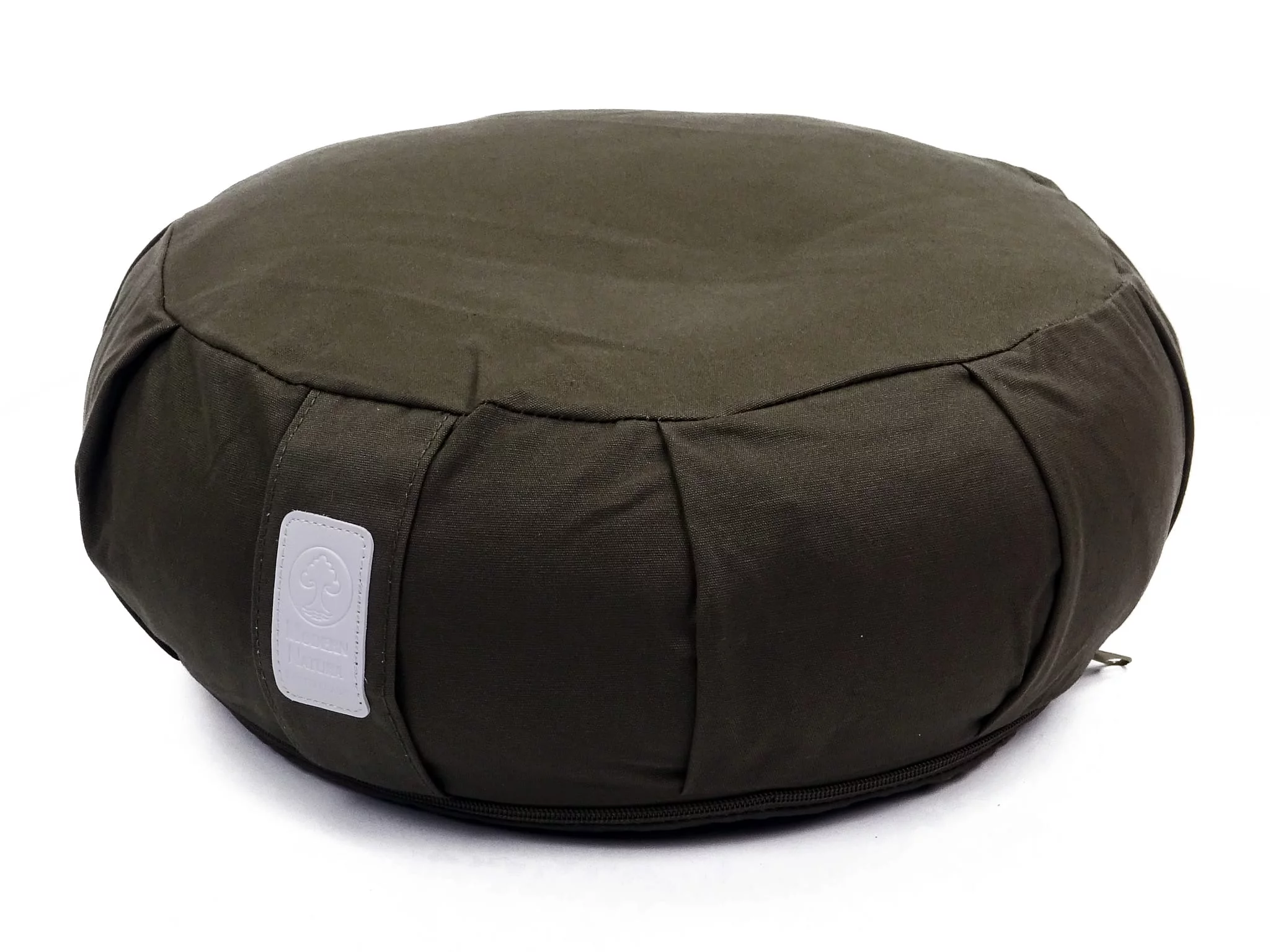 Set de yoga Vulcano coussin de yoga rond en gris foncé avec fermeture éclair visible sur le bord inférieur