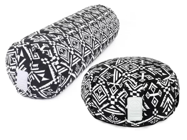 Set de yoga Zebra avec coussin de yoga rond et bolster allongé au motif noir et blanc