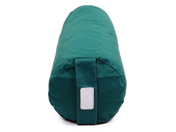 Yoga Bolster Forest Clearing with green end face, carrying loop, and light brand label