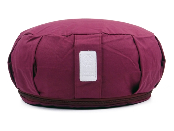 Coussin de yoga Vino en bordeaux, vue latérale du coussin de méditation rond