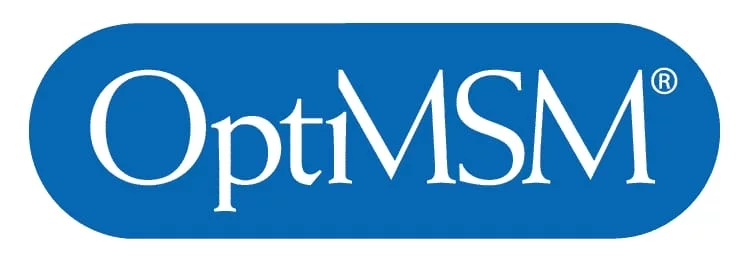 OptiMSM-Logo mit weissem Schriftzug auf blauem Hintergrund.
