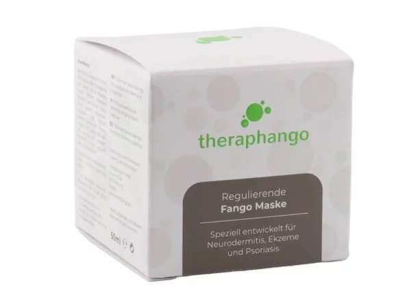 Regulating fango mask in a white folding carton with green theraphango logo