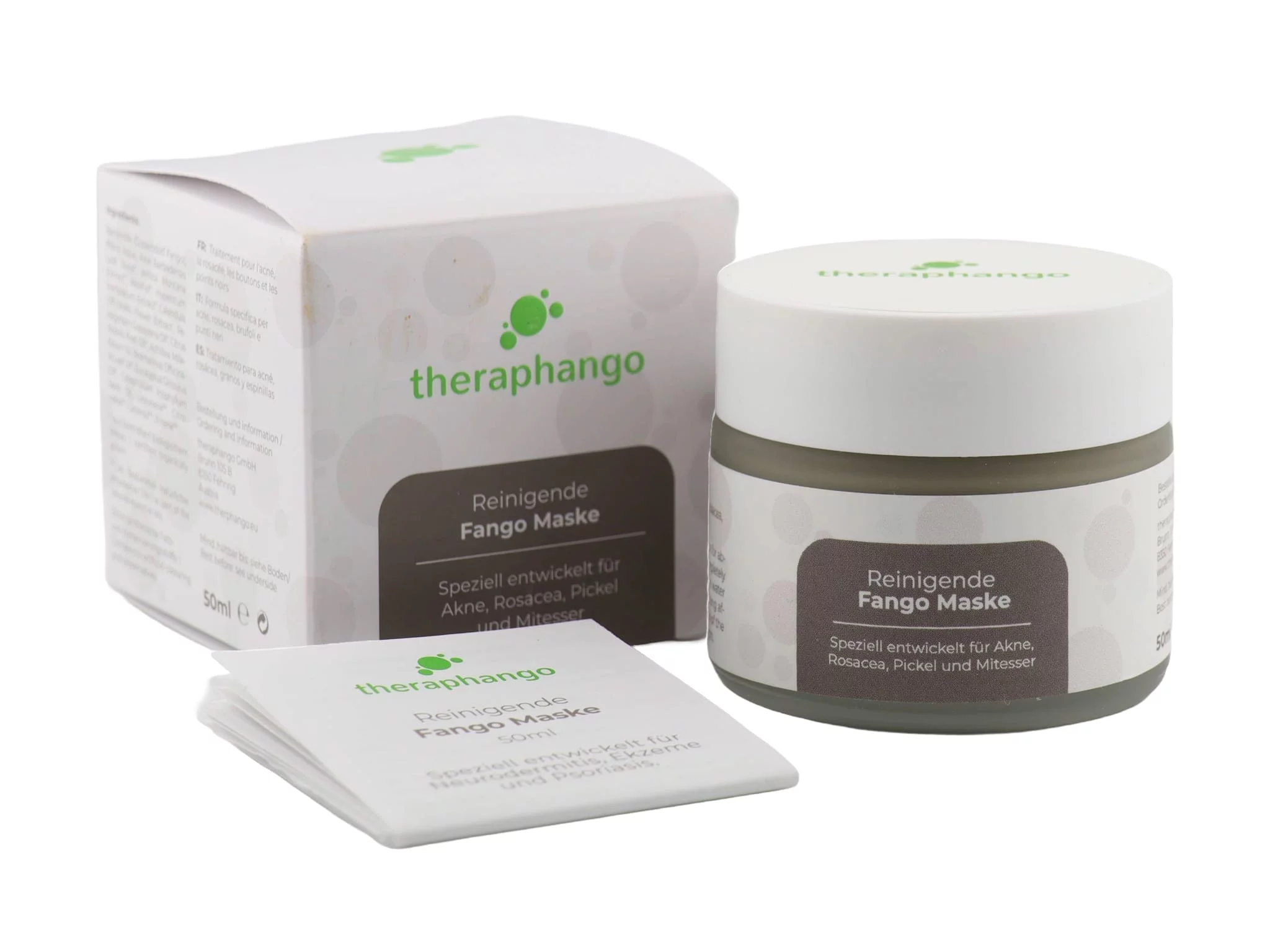 Masque de fango purifiant Theraphango avec pot, boîte pliante et carte d’information incluse